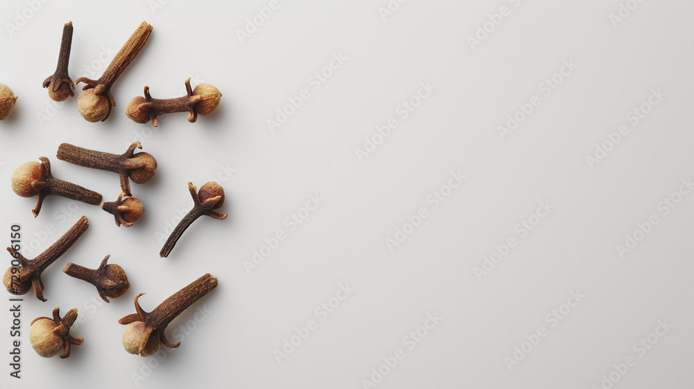 The Close Up Photo A Heap Of Cloves Isolated On A White Background, Ideal For Food Blogs And Spice Advertisements. The Close Up Photo A Heap Of Cloves Isolated On A White Background, Ideal For Food Blogs And Spice Advertisements.