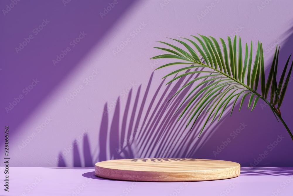 Obraz premium Unoccupied podium displaying products with plant