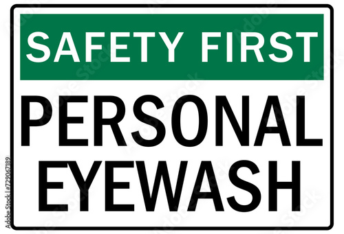 Eye wash station sign