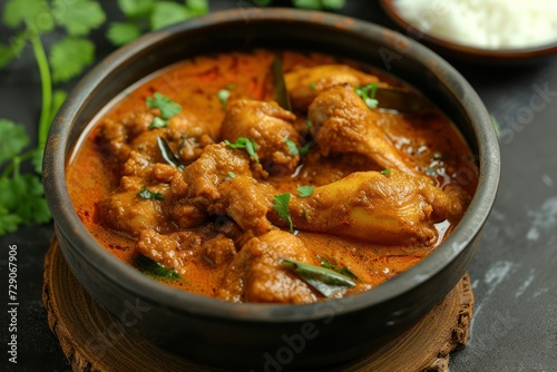 Chicken curry or masala kerala style chicken curry using fried coconut