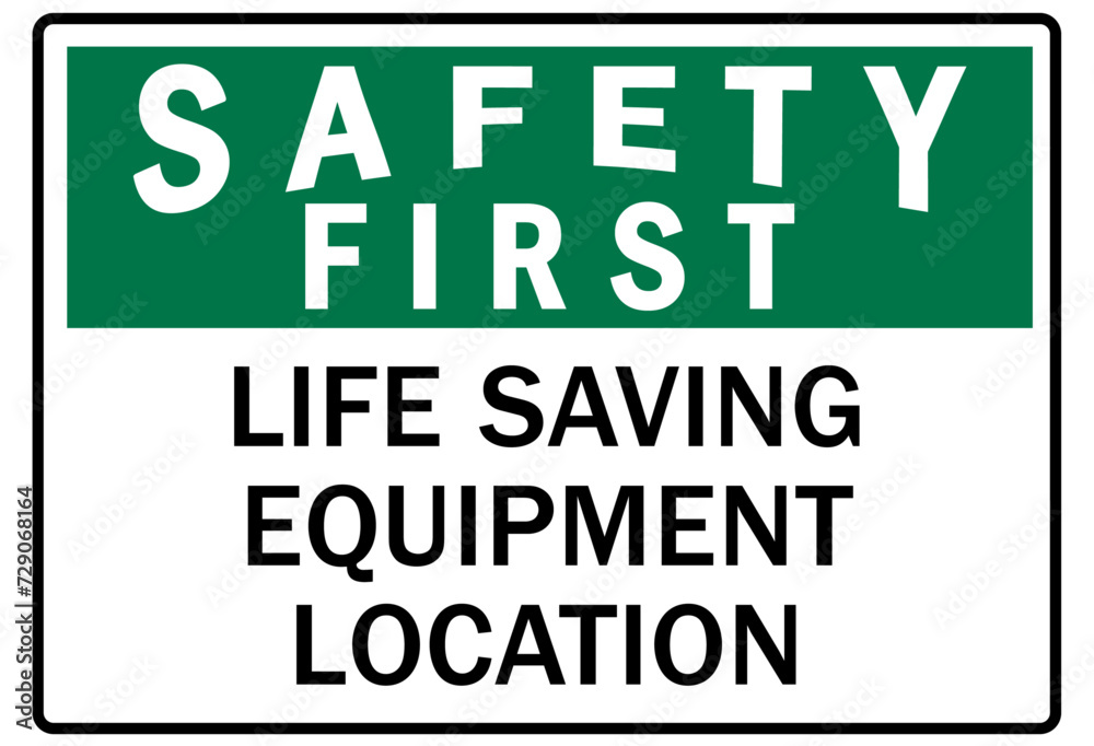 Fototapeta premium First aid station sign life saving equipment location
