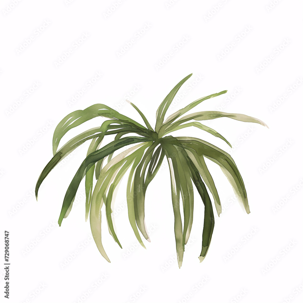 Naklejka premium Ponytail Palm_leaf leave of the plants in watercolor style Handawn illustration