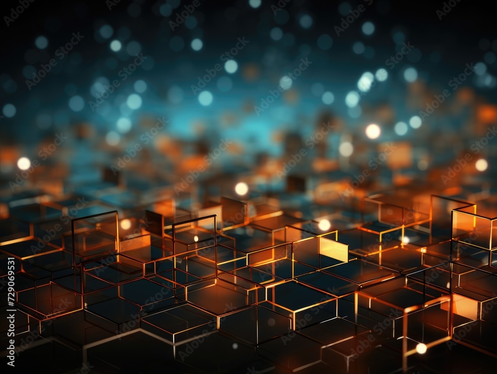 Obraz premium Digital hexagon abstract background, 