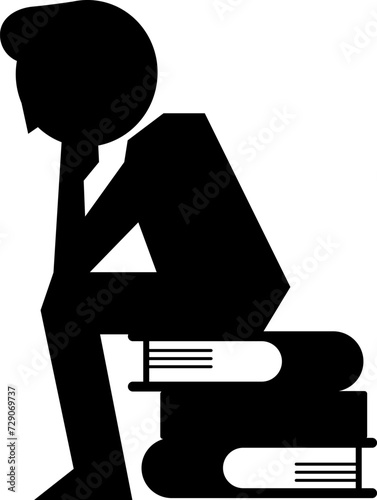 本について考える男性