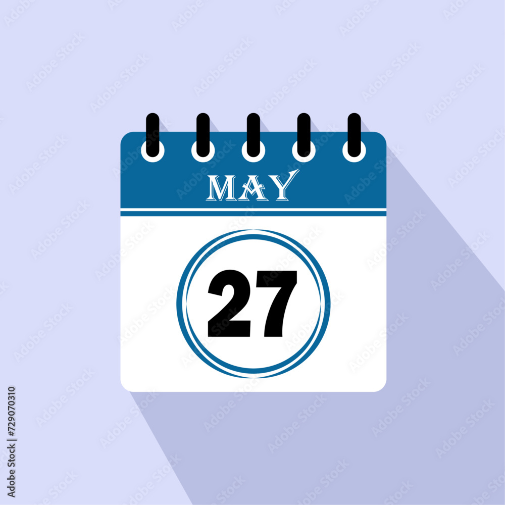 Icon calendar day - 27 May. 27 days of the month, vector illustration.