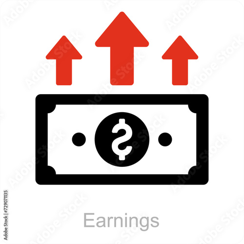Earnings and cash icon concept