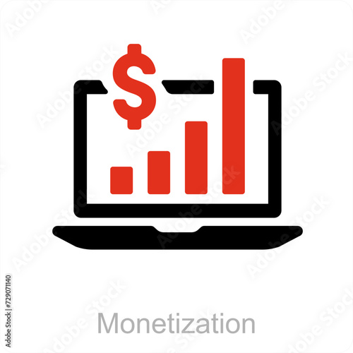 Monetization and digital currency icon concept