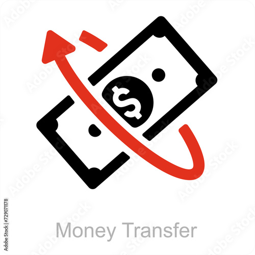 Money Transfer and money exchange icon concept