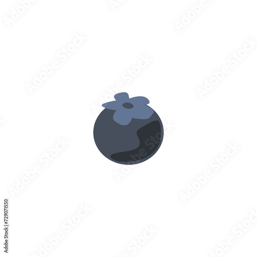 Fresh blueberry, black one berry vector cartoon icon, natural fruit isolated, healthy food for snacking or decoration
