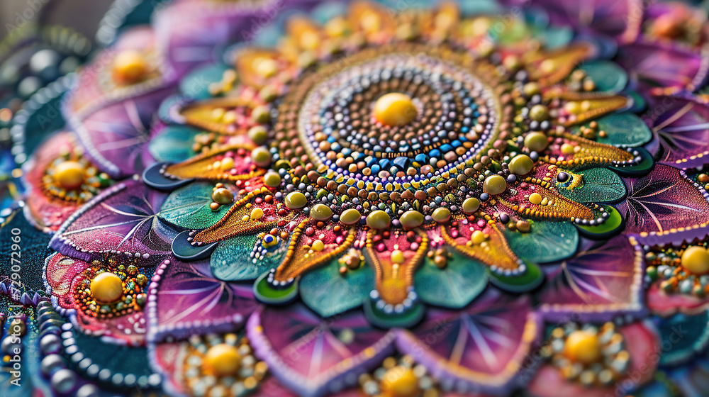 close up image of colourful and beautiful mandala decoration Generative AI