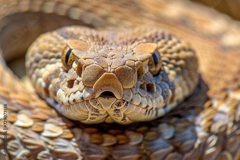close up macro view of a rattlesnake face Generative AI close up macro view of a rattlesnake face Generative AI