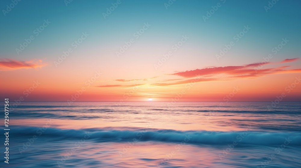 Panoramic view of the ocean as the sunset paints