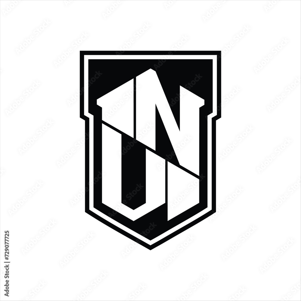 NV Logo monogram hexagon geometric up and down inside shield isolated style design template NV Logo monogram hexagon geometric up and down inside shield isolated style design template