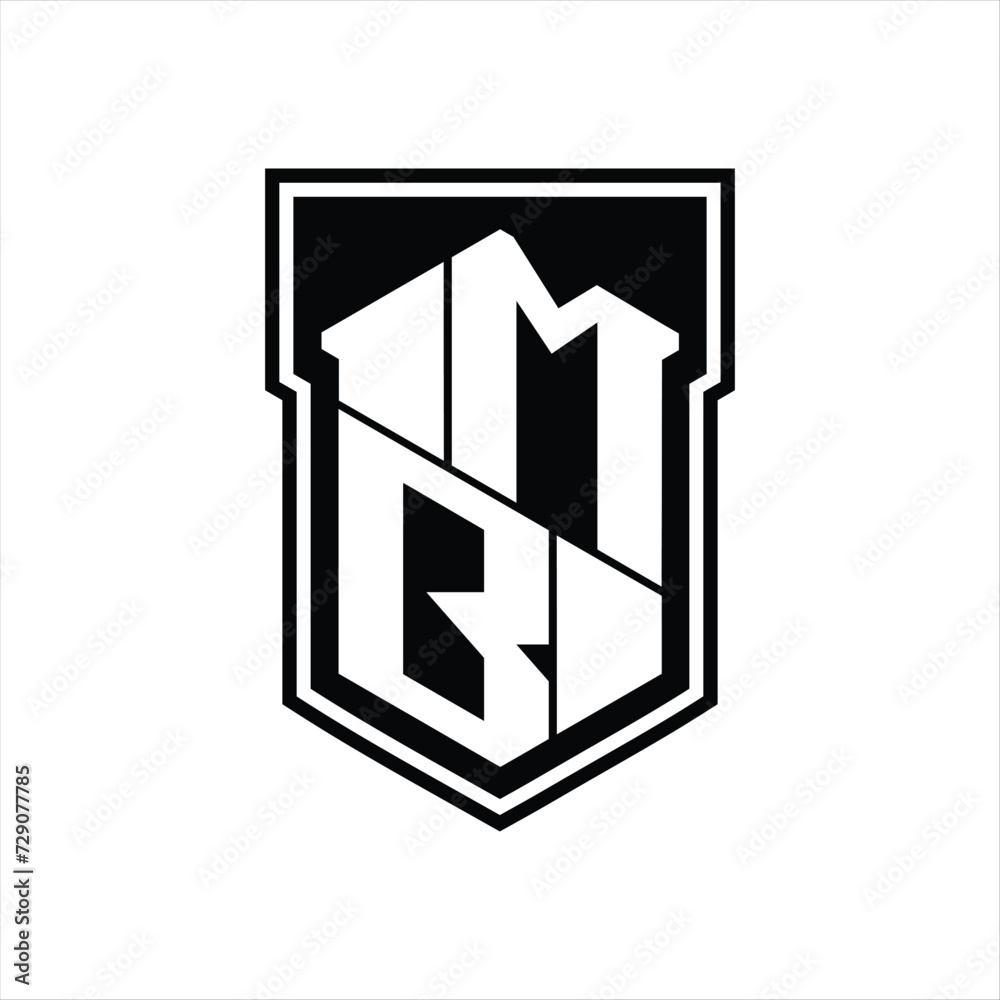 MB Logo monogram hexagon geometric up and down inside shield isolated style design template MB Logo monogram hexagon geometric up and down inside shield isolated style design template