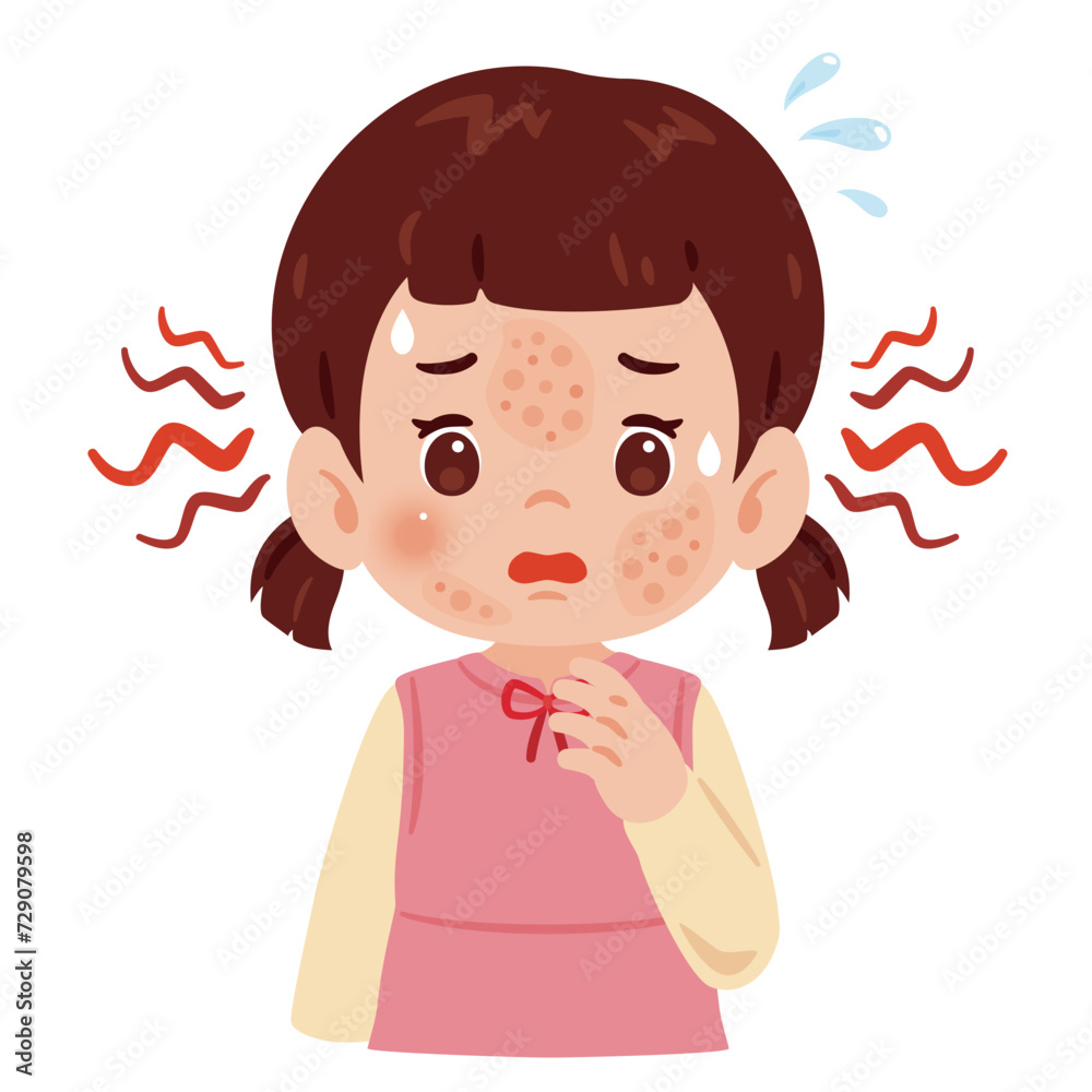 顔に発疹が出た女の子