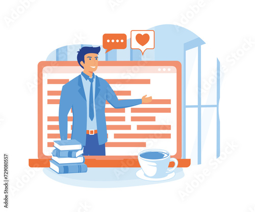  Online education concept. Remote education. Master Class. flat vector modern illustration 