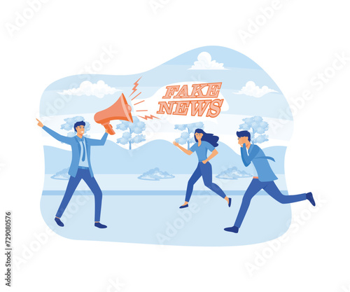 Fake news or misleading information that people share on social media and internet concept. flat vector modern illustration 