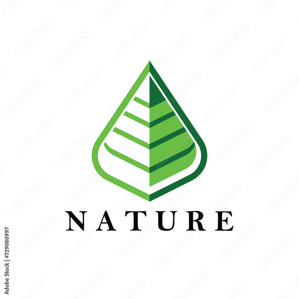 abstract green leaf flat logo, simple leaf logo, universal creative premium symbol. Vector illustration abstract green leaf flat logo, simple leaf logo, universal creative premium symbol. Vector illustration