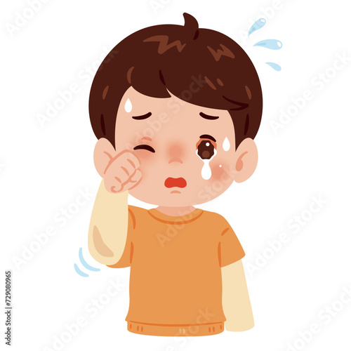 目が充血して痒みのある男の子