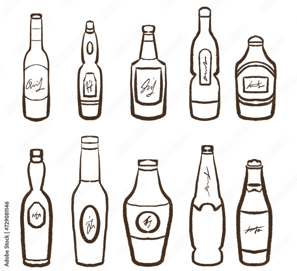 手描きのお酒イラストセット 手描きのお酒イラストセット