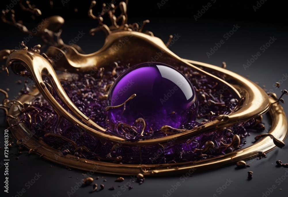 abstract design on black background with purple liquid