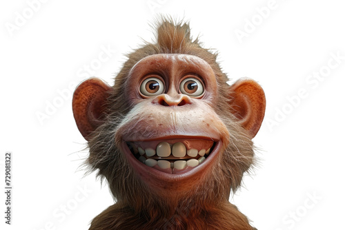 Smiling monkey with a wide grin on a empty background.