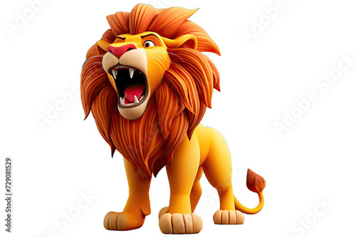 Roaring cartoon lion with a fierce expression