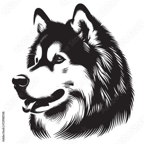 Siberian Husky Dog Silhouette isolated on white background