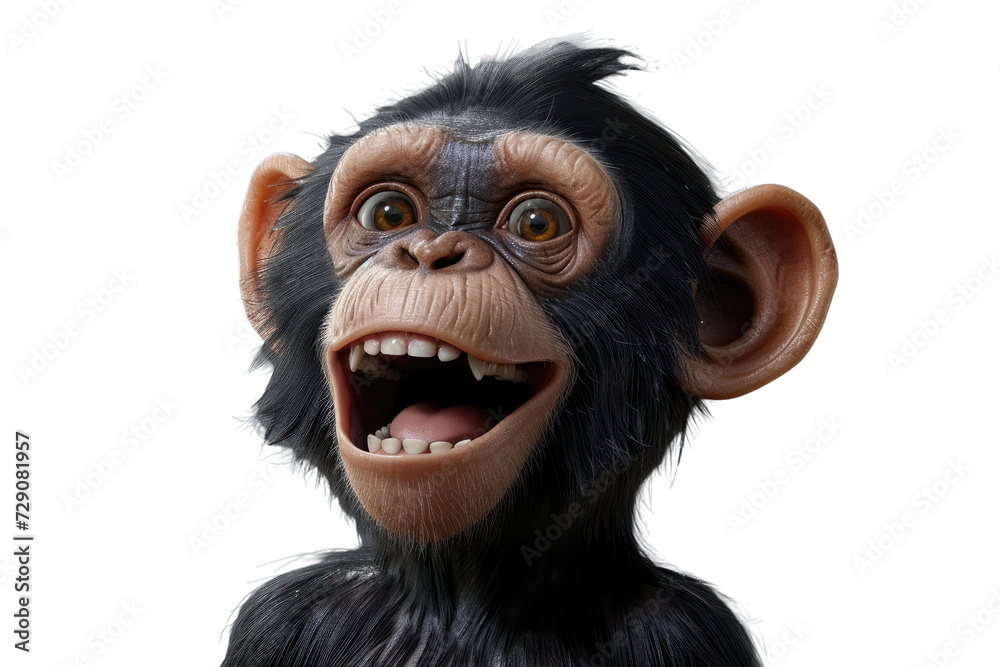Laughing chimpanzee with a mischievous expression.