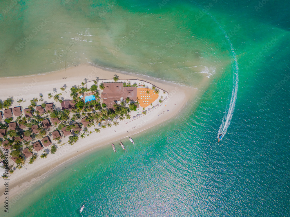 Drone aerial view at Koh Muk a tropical island in the Andaman Sea Trang in Thailand