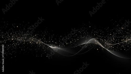 Abstract white light jitter background with waves background on black background. photo