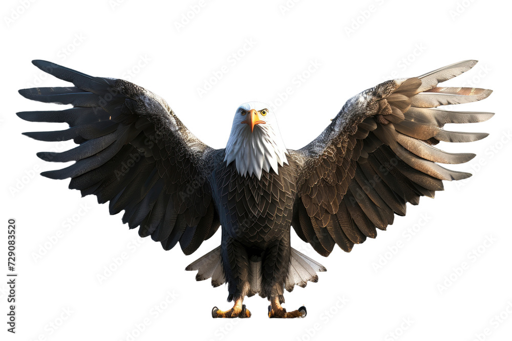 Fototapeta premium Majestic bald eagle with wings spread wide