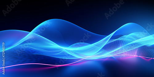 Beautiful abstract wave technology background with blue light digital