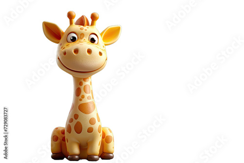 A playful giraffe sitting  looking forward with a smile.
