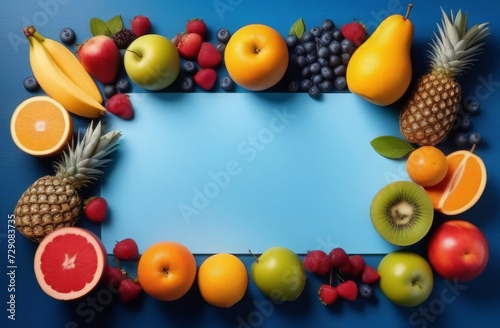 fruits on a blue background