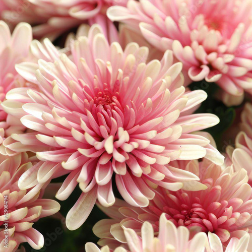 Beautiful cream and pink chrysanthemums, bouquet of chrysanthemums, flowers, beautiful wallpaper © Darya