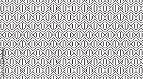 Poligonal Black And White Outline Seamless Pattern Design