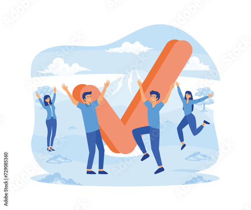 Done job concept. Finished project , online quiz, completed things or done test.  flat vector modern illustration 