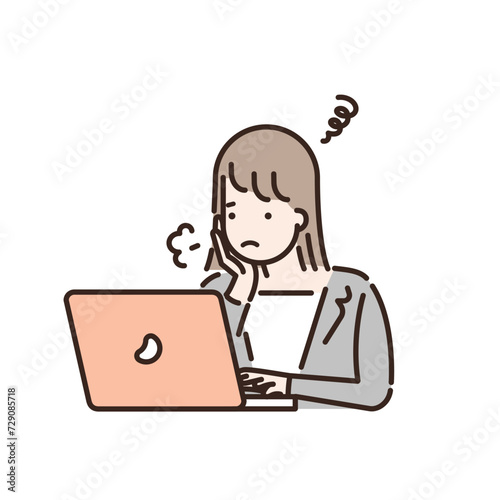 パソコンを使っているビジネスパーソンのイラスト