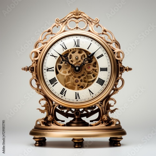 Vintage table clock on a white background