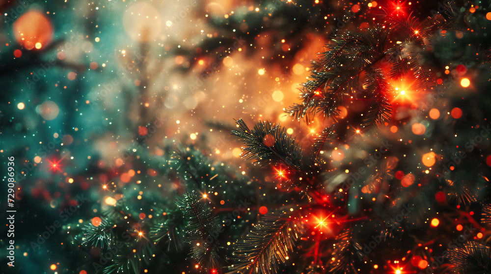 Festive Christmas background with abstract light and bokeh, creating a magical and sparkling atmosphere for holiday celebrations