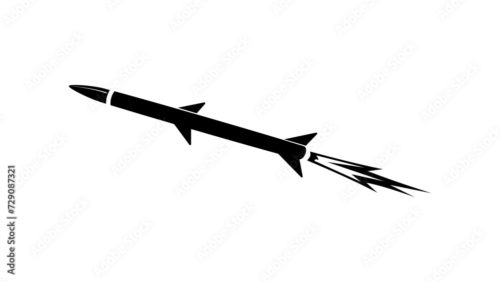 missile flight, black isolated silhouette missile flight, black isolated silhouette