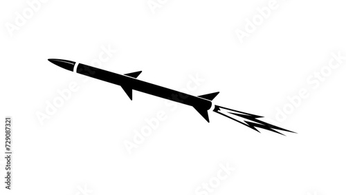 missile flight, black isolated silhouette