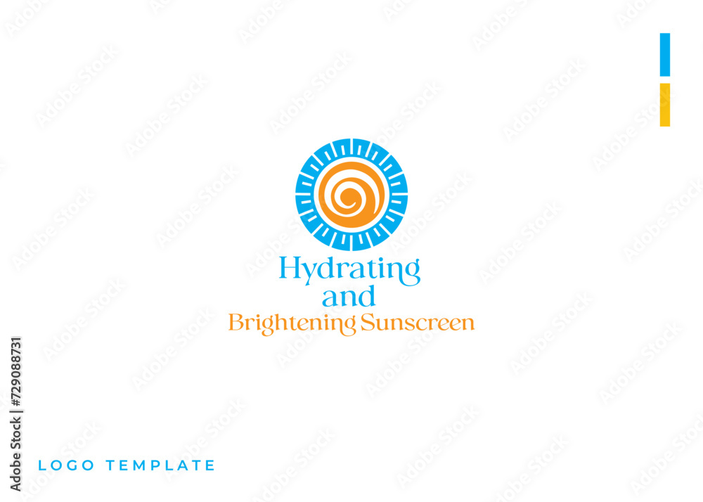 Fototapeta premium Abstract sunscreen logo design concept. Minimalist creative based Vector icon template.