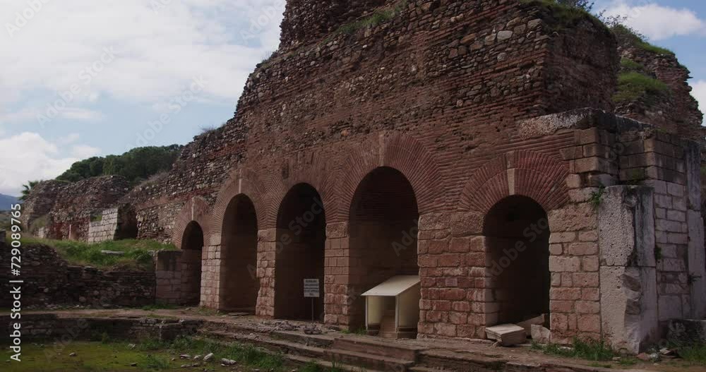 A stone wall behind the ancient Gymnasium in Sardis. A stone wall behind the ancient Gymnasium in Sardis.