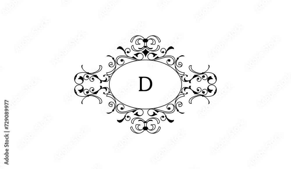 Fototapeta premium Luxury Floral Alphabetical Logo