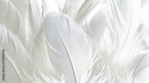 Closeup of a delicate feather with a soft and fluffy texture, presenting an abstract and colorful design in a natural and elegant setting