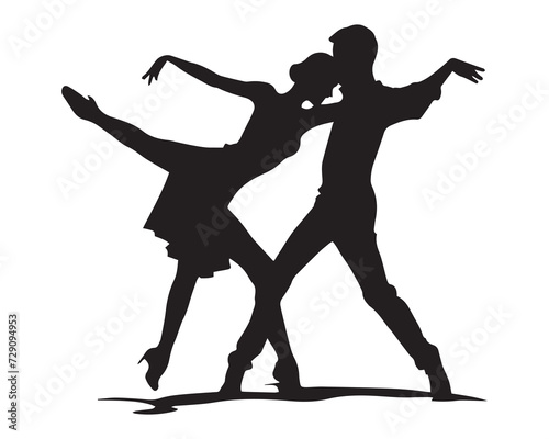 A couple dancing in the marrage. dancer shilhoutte art illustration.