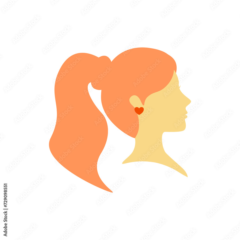 Illustration of side view of beautiful woman's face with colored hair