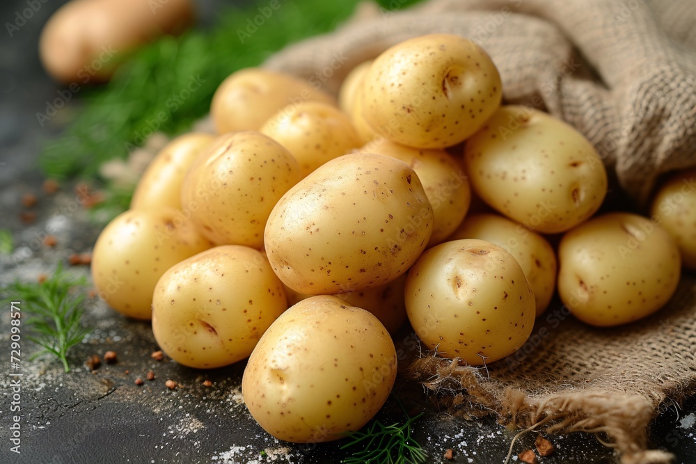 Fresh Unpeeled Tiny Potatoes on a blank surface. Fresh Unpeeled Tiny Potatoes on a blank surface.